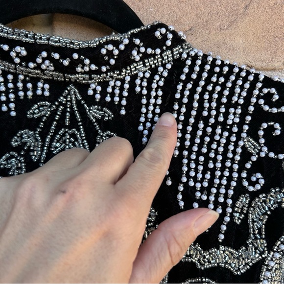 Nasty Gal Women's Front Closure Long Tassel Beaded Cape Silver Size 10 - Picture 6 of 7